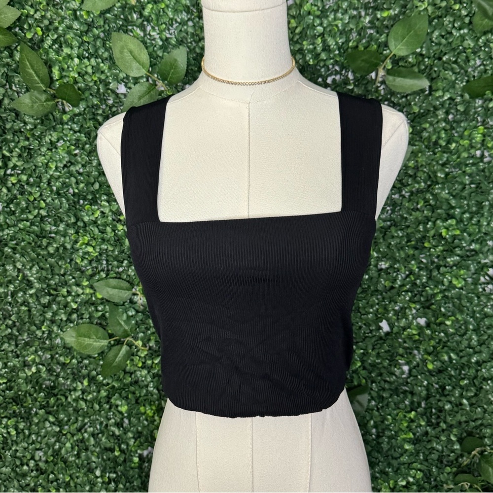 Black Square Neck Crop Top